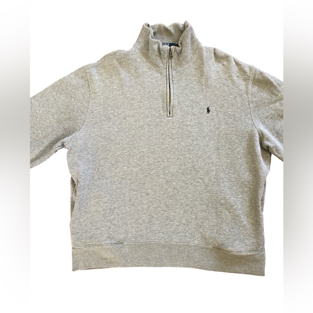 Polo Ralph Lauren Preowned Mens XL Quarter Zip Pullover Gray Sweater - Picture 2 of 9